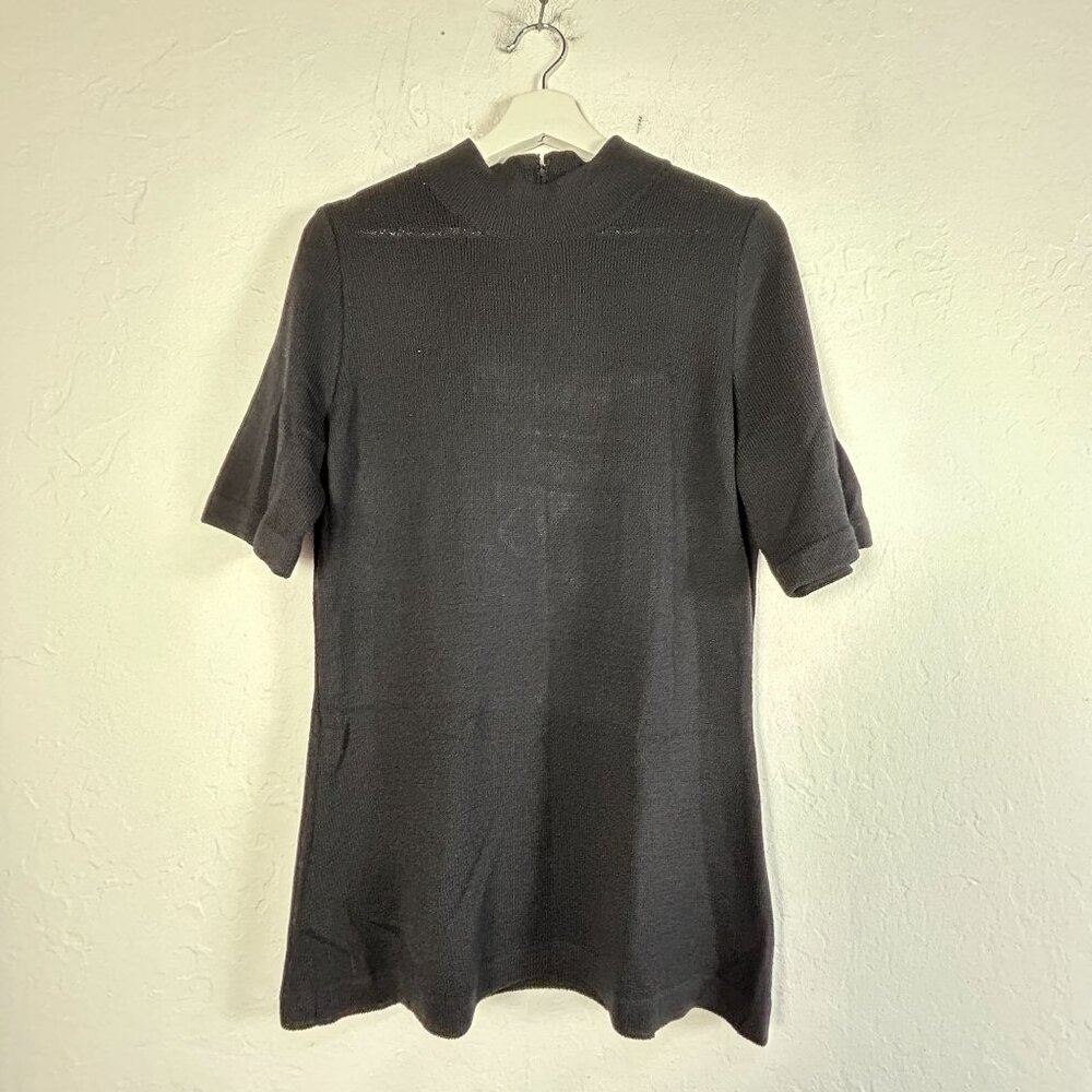 St. John Basics Womens Black Mock Neck Short Sleeve Knit Tunic Top Medium Casual